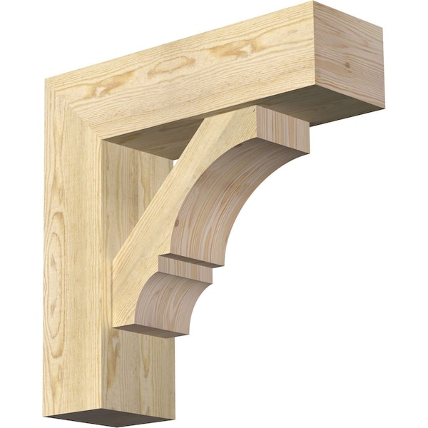 Ekena Millwork Balboa Block Rough Sawn Bracket w/ Offset Brace, Douglas Fir, 8"W x 26"D x 26"H BKT0806X26X26BOA05RDF - main